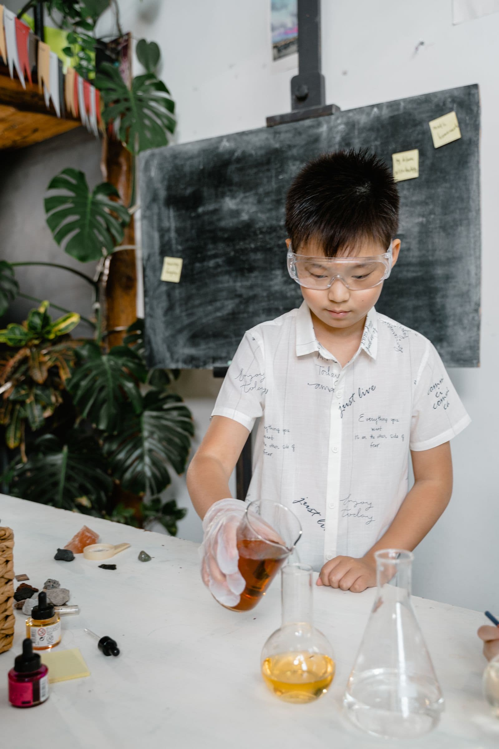 A student exploring a hands-on science activity